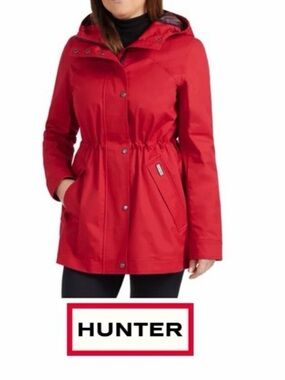 Nwot Hunter Ladies' Water & Wind Resistant Rain Jacket, Red Sz XL